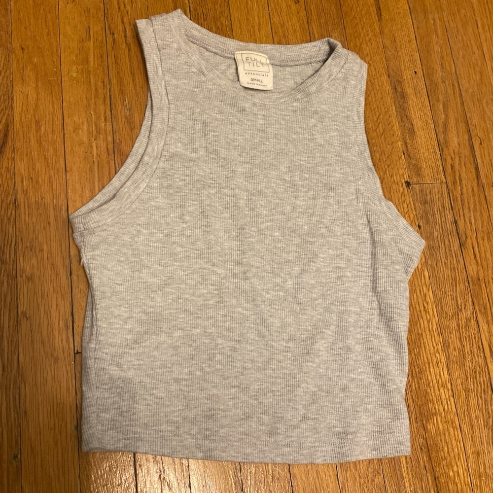 Full Tilt Light Gray Ribbed Top